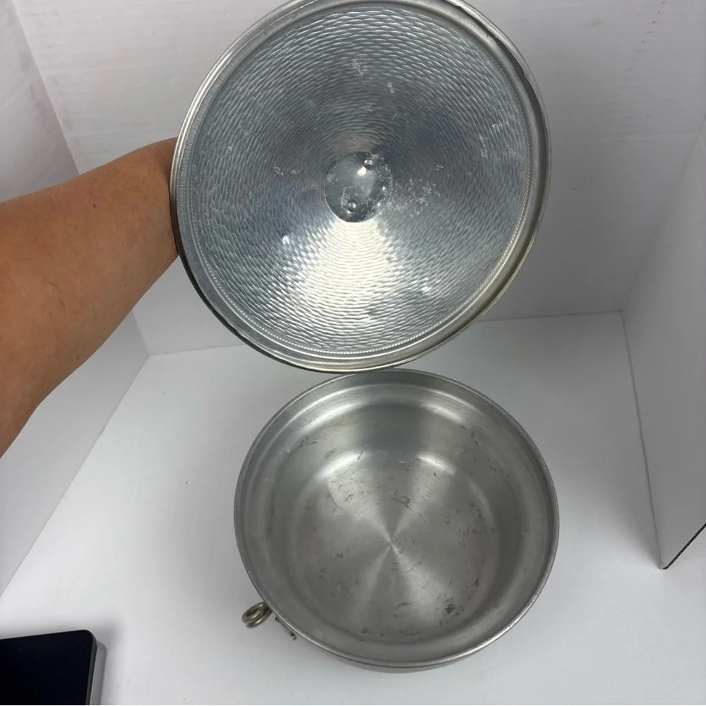 Vintage Made In Italy Hammered Ice Bucket Double Walled Insulated Looped Handle